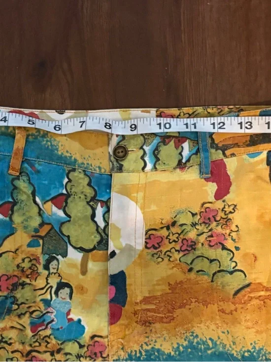 Chico's Fiesta-Print Capri Pants - Yellow & Teal - Picture 4 of 8